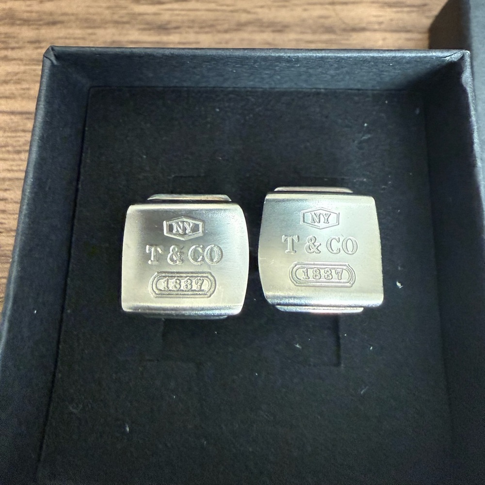 Tiffany & Co Titanium and Silver 1837 Square Cuff Links - Picture 5 of 5
